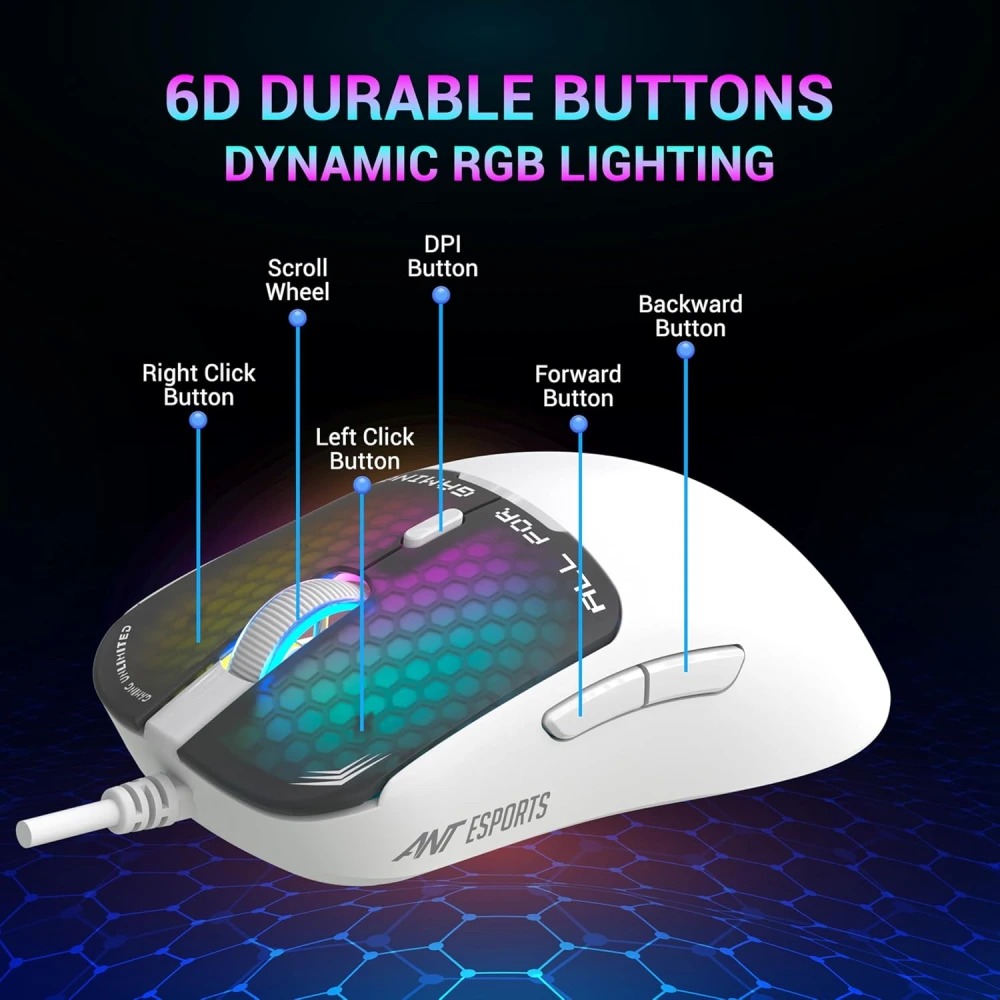 Ant Esports USB Gaming Mouse RGB VIRTUS 100 White view 2